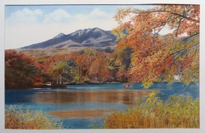 ◎色鉛筆での塗り絵・宅配８０サイズ・風景画 湖畔の風景画 山岳風景画 紅葉画 　 (170×265)　絵画 色鉛筆画