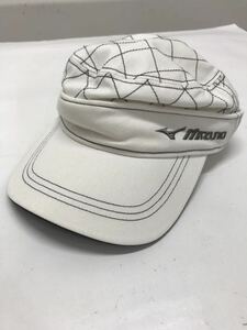 【USED】MIZUNO ミズノ 綿 2WAY キャップ サンバイザー ロゴ刺繍 ホワイト 白 サイズ F 56-60cm ゴルフウェア