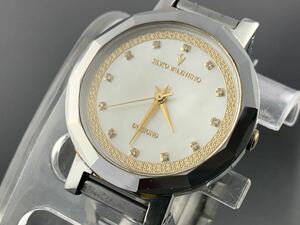 [A1314]1円～☆メンズ腕時計 クォーツ バレンチノ SILVIO VALENTINO DIAMOND 12Pダイヤ SV-E01 動作品