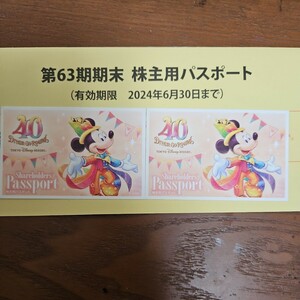 東京ディズニーランド・ディズニーシー　株主用パスポート ２枚