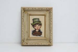 ■ 肉筆油彩 イタリアの女流画家　Dibo Ermanno エルマノ作　仮題「緑の帽子の少女」SMサイズ　 キャンバス内サイン有 ■