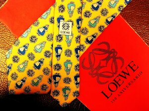 ★良品★3R00729【LOEWE】ロエベ「女性 花 植物 柄」ネクタイ