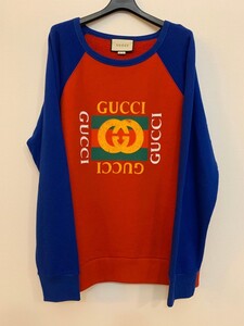 ☆GUCCI グッチ☆ 【18AW】【497255-X3I87】 ヴィンテージ ロゴ プリント スウェット カットソー XL