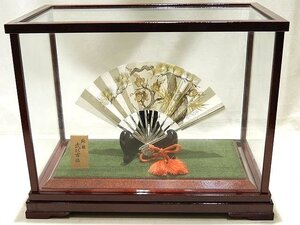 美品 武比古 作 純銀 飾り扇 松竹梅柄 ◇ シルバー製 扇 扇子 インテリア オブジェ ▼6J