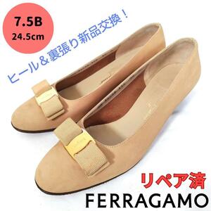 フェラガモ【Ferragamo】カラー スエード パンプス ベージュ