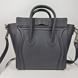 CELINE 極美品 セリーヌ ショルダーバッグ クラシックデザイン ハンドバッグ レザー ブラック