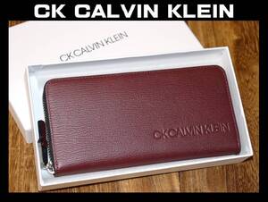 送料無料 特価即決【未使用】 CK CALVIN KLEIN ★ ラウンドファスナー 防水 牛革 長財布 ★ カルバンクライン 定価1万9800円 803635 併