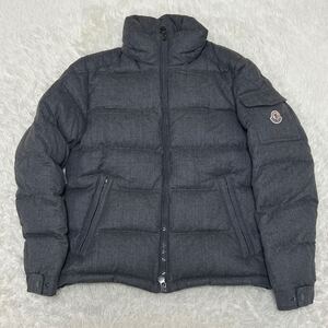 極美品 モンクレール MONCLER MONTGENEVRE モンジュネーブ ダウンジャケット ウール ジップアップ ワッペンロゴ グレー 2サイズ 灰色