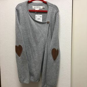 ★新品未使用品★H&M☆ロングカーディガン ニットセーター ハート　腕パッチ　120-130★