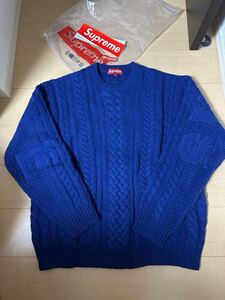 Supreme Applique Cable Knit Sweater Navyシュプリーム アップリケ ケーブル ニット セーター ネイビーＬサイズ 