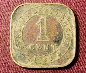 海峡植民地　1セント　1920年 H　20mm　コイン 硬貨 (B)