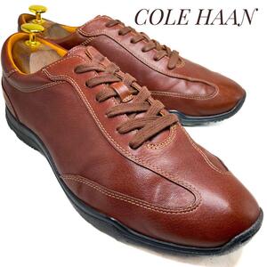 ☆即決・送料無料☆【NIKE AIR搭載】COLE HAAN コールハーン レザースニーカー 茶 ブラウン 27cm 革靴 スニーカー カジュアル 本革 メンズ