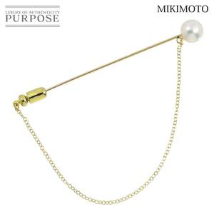 ミキモト MIKIMOTO アコヤ真珠 8.2mm ピンブローチ K18 YG イエローゴールド 750 パール Brooch 90243042