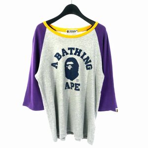 アベイシングエイプ A BATHING APE Tシャツ カットソー ラグラン 七分袖 カレッジロゴ アーチロゴ M マルチカラー メンズ