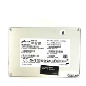 S60808161 Micron SATA 64GB 2.5インチ SSD 1点 使用時間：5167【中古動作品】