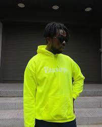 Etavirp Foam Print Logo Hoodie FLUORESCENT YELLOWWHITE Size: M 