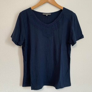 Laura Ashley ローラアシュレイ 刺繍柄 Tシャツ L 紺 レディース 夏 美品