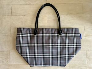 バーバリー　BURBERRY■グレー　チェック　舟形トートバッグ　中古