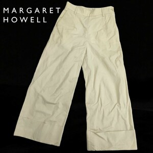 MARGARET HOWELL / マーガレットハウエル COTTON×LINEN ワイドパンツ 1サイズ アイボリー 日本製 I-4460