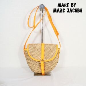 Marc by Marc Jacobs マークバイマークジェイコブス ストロー×レザー ショルダーバック ストローバッグ ベージュ×オレンジ