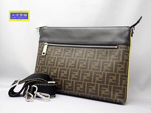 FENDI フェンディ ショルダーバッグ メンズ 7VA470 A80P F17Q0 キャンバス×レザー ズッカ クラッチバッグ 中古A- 【送料無料】 A-8587