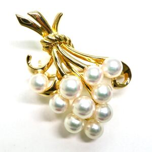 1円〜!!MIKIMOTO(ミキモト)▼K18 アコヤ本真珠ベビーパールブローチ▼J 約4.9g パール ジュエリー 約3.5-4.5mm珠 EC7/ED0 S302