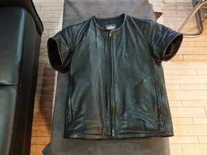 【北海道発・着払い】KADOYA カドヤ パンチング レザー ジャケット 半袖 PL-STANDARD-SS K’S LEATHER Sサイズ ライダースウェア