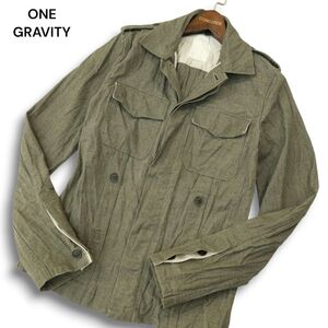 one gravity ワングラビティ 通年 シワ加工★ 長袖 ミリタリー ワーク シャツ ジャケット Sz.S　メンズ　A4T10260_A#C