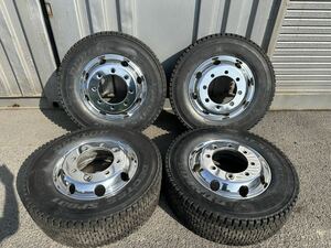 送料無料　DUNLOP 245/70R19.5 スタッドレス　アルミホイール　アルコア　19.5×6.75 147 増トン低床　ISO方式平面座　研磨済み12本セット