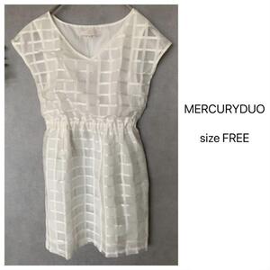 未使用品 MERCURYDUO 白チェックチュニック 夏 ノースリーブ