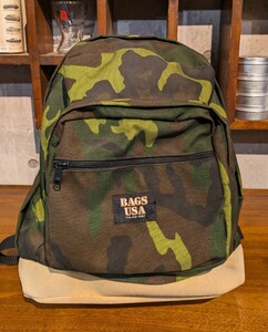 NEW！ USA製 BAGS USA バッグパック リュック ウッドランド カモ ボトムスエード ハンティントンビーチ カリフォルニア 新品