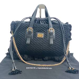 【中古】美品 ドルチェアンドガッバーナ DOLCE&GABBANA レディース チェーン コットン トートバッグ