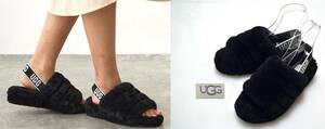 ●美品！UGG【アグ】フラッフ イヤー スライド(*^_^*)定価17,000円+税 BLK