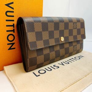 A253【外観極美品】LOUIS VUITTON ルイヴィトン ダミエ ポルトフォイユ サラ 二つ折り財布 長財布ウォレット N61734/CR2140 カード入れ×10