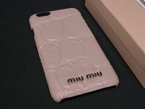 ■美品■ miumiu ミュウミュウ クロコダイル型押しレザー iPhone6 対応 アイフォンケース スマホケース ピンク系 FA1182