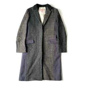 BEAUTY&YOUTH x Harris Tweed ハリスツイード クレイジー チェスターコート size:S メンズ /紳士 ステンカラーコート ロング ジャケット