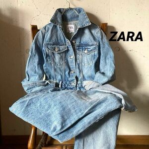 ZARA ザラ★デニム　ジャンプスーツ　つなぎ　オールインワン　ウォッシュ　ダメージ加工 ツナギ ワーク　パンツ 作業着