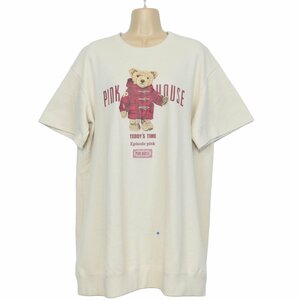 PINK HOUSE★キュートなダッフルテディ＆ネームタグ♪スウェット カットソー チュニック アイボリー系 2019年秋カタログ掲載 z5700