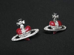 1円 ■美品■Vivienne Westwood ヴィヴィアンウエストウッド オーブ ハート ピアス アクセサリー レディース シルバー系×ピンク系 AZ7703