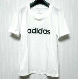 春夏物/未使用/adidas/アディダス/リニアロゴ/レディス/半袖/Tシャツ/サイズ=L(JASPO)/胸囲=84～88cm/white