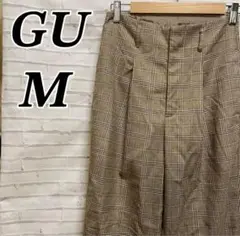 【美品】GU テーパードパンツ　チェック　ハイウエスト　ウエストゴム　万能