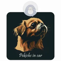 Pekichs ペキックス Bタイプ 車 窓ガラス 吸盤タイプ 犬 イラスト付 DOG IN CAR 安全対策 セーフティサイン デコ 外出 ドライブ カーサイン 吸盤