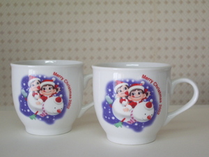 不二家◆ペコちゃん & ポコちゃん◆クリスマス マグカップ 2個set◆2002年製 陶器製