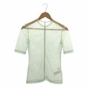 【新品】 Mame Kurogouchi / マメクロゴウチ | 2023SS | Marble Printed Plaid Sheer Crew Neck Top カットソー | 2 | MINT GREEN