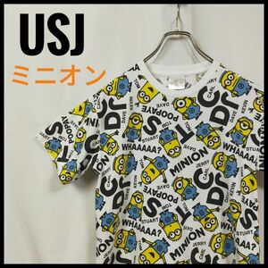 ＵＳＪ　ミニオンズ　半袖Ｔシャツ　総柄　キャラクター柄　ボブ　ケビン　スチュアート　アニメ　ド派手　ビッグプリント　人気キャラ