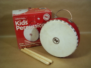 KP Kis Percussion キッズパーカッション／ナカノ★キッズ和太鼓★木製本革★箱入り未使用保管品①