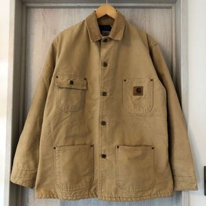 (k) 90s 90年代 Carhartt カーハート MICHIGAN CHORE COAT サイズM USA製 ブランケット ベージュ ジャケット 