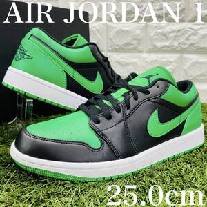 即決 ナイキ エアジョーダン1 ロー ラッキー グリーン メンズ Nike Air Jordan 1 Low AJ1 白黒緑 25.0cm 送料込み 553558-065