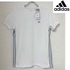 新品 M ★ adidas アディダス 半袖 ロゴ Tシャツ ホワイト SH946 HM8318 3S PES TEE レディース ルーズフィット メンズ スポーツ ウェア