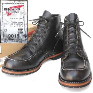 (31585)美品ハーフソール新品交換REDWING9015レッドウィング8.5D 26.5cm(希少ベックマン廃番モックトゥ黒ブラック2011年製フェザーストーン